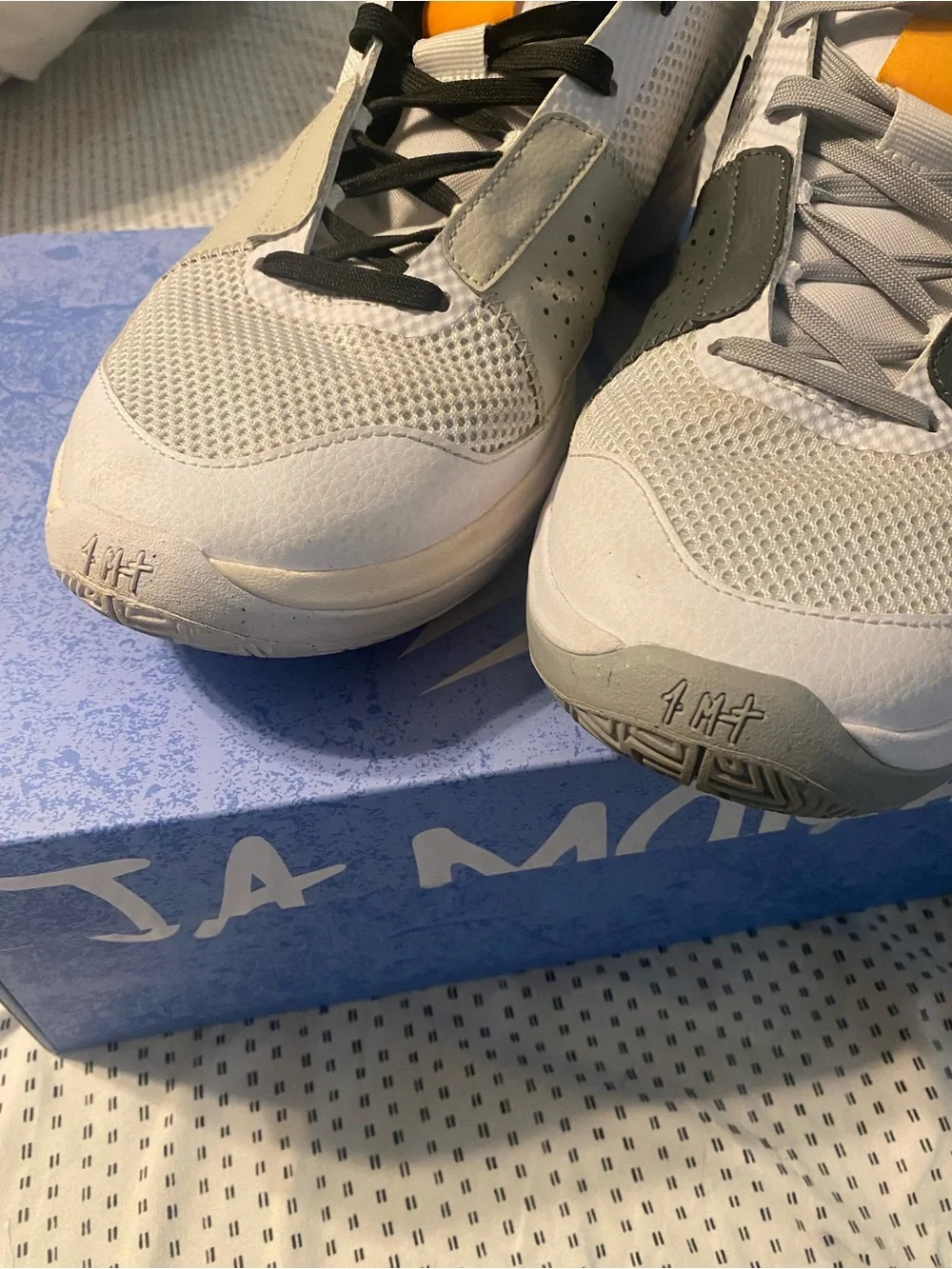 Ja 1’s “Wet Cement” Nike Men’s White, Black and Yellow Low-Top Basketball Shoes